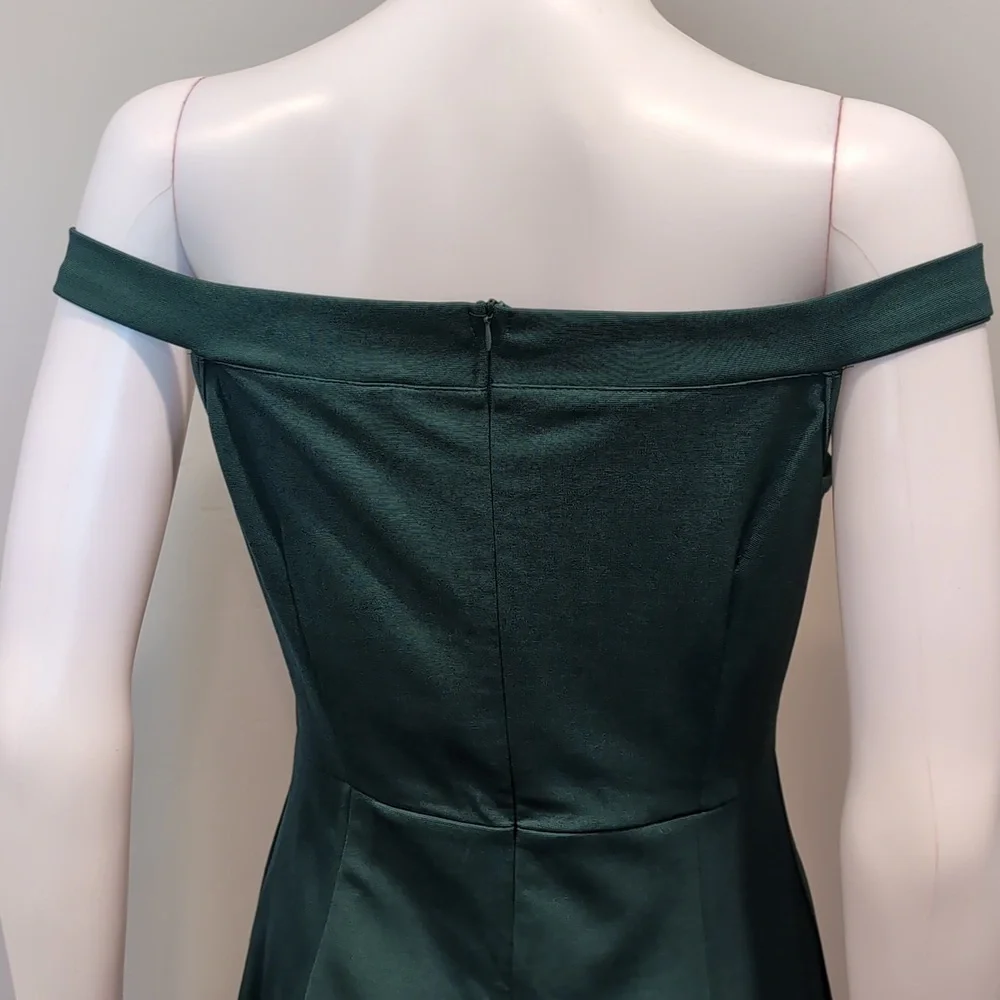 SHEIN Green Sweetheart Off Shoulder Ruffle Hem Midi Dress With Slit Size Medium